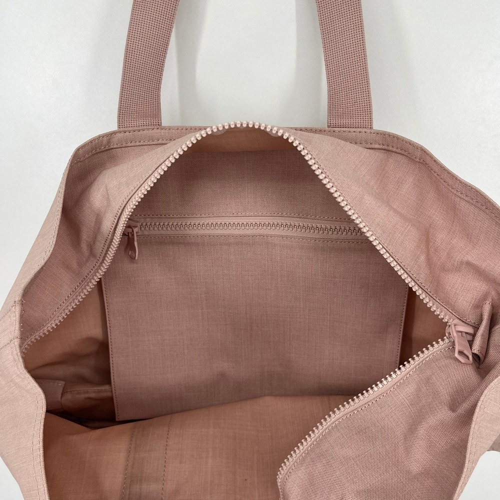 Banana Republic Mauve Pink Canvas Zip Top Tote Bag with Leather Handle Accents - Picture 12 of 12